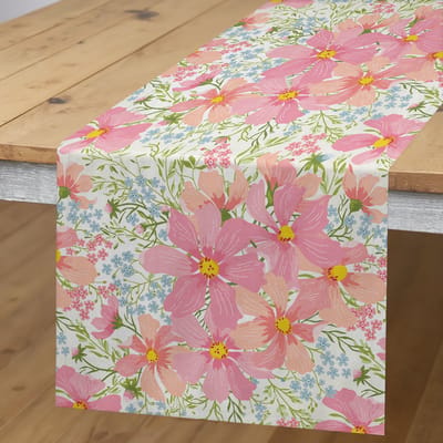 ABAKUHAUS Pastel Tafelloper – Lentebloemen – 40x180 cm – Veelkleurig
