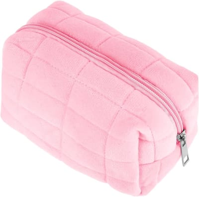 Make-up Tas voor Reizen - Cosmetica Organizer, Toilettas en Huidverzorging - Zachte Fluffy Pouch in Roze