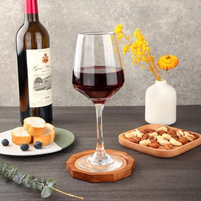 Houten Onderzetters - Drankhouders - Tafel Beschermen - Uniek Decagonaal Design - 6 Stuks 11 cm - Acacia
