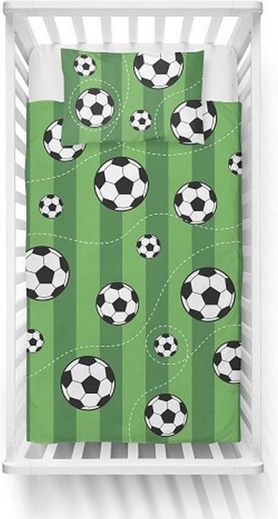 Ledikant dekbedovertrek voetbal - katoen - 100x135 + 40x60 cm
