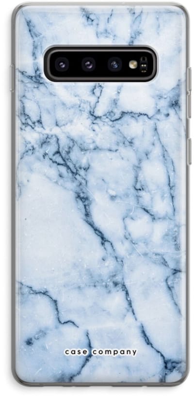 Case Company® - Hoesje geschikt voor Samsung Galaxy S10 Plus hoesje - Blauw marmer - Soft Cover Telefoonhoesje - Bescherming aan alle Kanten en Schermrand