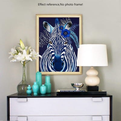 Volledige ronde diamant borduurwerk volledige weergave dier 5D DIY diamant schilderij zebra foto 20X30CM blue