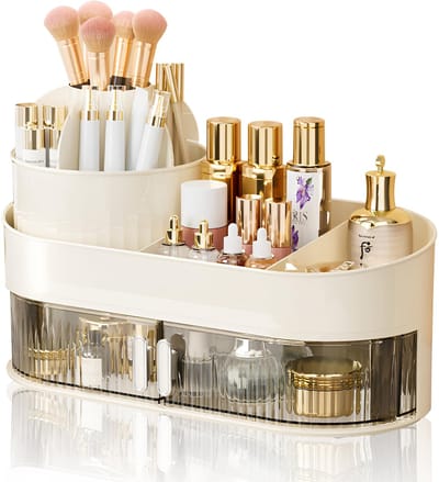 Unyqoos ® Stijlvolle 360° Draaibare Cosmetica-Organizer Met Lade Voor Optimale Opbergruimte