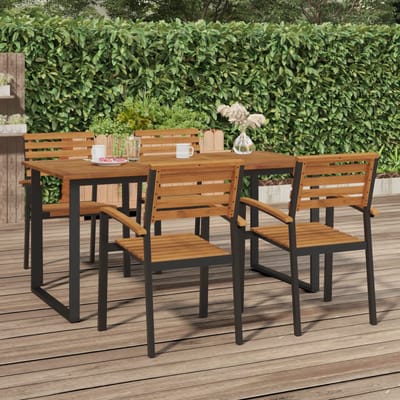 vidaXL - Tuintafel - met - U-vormige - poten - 160x80x75 - cm - massief - acaciahout