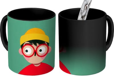 Magische Mok - Foto op Warmte Mokken - Koffiemok - Jongen - Cartoon - Bril - Muts - Magic Mok - Beker - 350 ML - Theemok