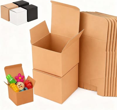 Set van 15 Kraft Papieren Cadeau Dozen met Deksel, Vierkante Geschenken 10 x 10 x 10 cm, Perfect voor Feestjes, Verjaardagen en Bruiloften