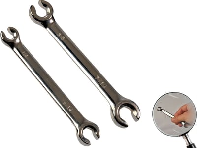 Benson Remleidingsleutel set - 2-delig - 6-kantige open ringsleutels - hoogglans verchroomd - inch maten