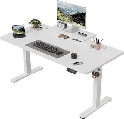 UFTA Bureautafel - Ergonomisch - Zit & Sta standen - Kantoor & Thuis - Elektrisch - In Hoogte Verstelbaar - 160 × 70 cm - Wit