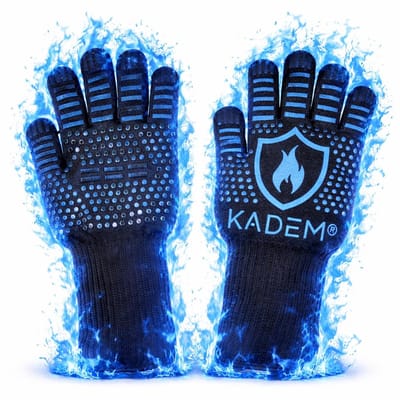 Thijox - Unisex Ovenhandschoenen Grillhandschoenen Hittebestendig tot 800 °C | Vuurvast Antislip | Hittebescherming | Blauw L/XL voor Barbecue en Keuk