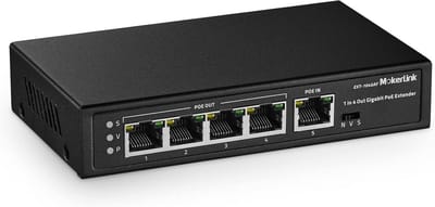 PoE Extender 5-Poorts Gigabit Switch - Repeater voor PoE In/Uit - Wandmontage
