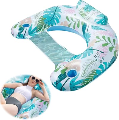 Zwemband, 4-in-1 Opblaasbaar Zwembadmatras, Draagbare Opblaasbare Waterhangmat, Opblaasbare Zwembadstoel, Handmatig Zwembadspeelgoed voor Strand, Feest, Vakantie