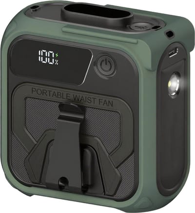 Draagbare heupventilator - Mini-ventilator - 5 snelheden 16000 tpm - Draagbare clip-on body belt shirtventilator - heupventilator - voor kamperen, reizen, buiten - Groente