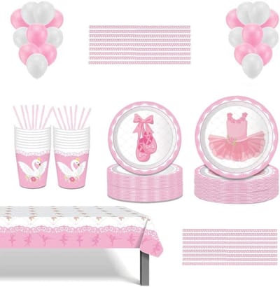Complete Set van 70 Stuks Feestservies voor Verjaardagsfeesten, Babyshowers en Bruiloften, Inclusief Dessertborden en Partyaccessoires voor 8 Gasten