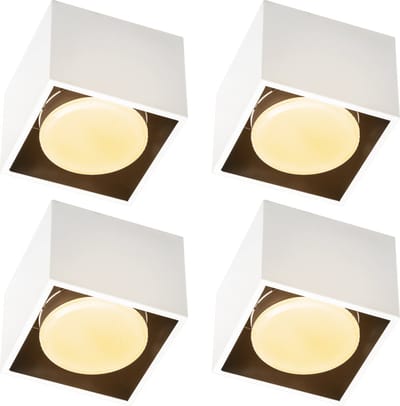 Cube Plafondlampen met 1 lichtpunt - Draaibaar licht - Staal - 10 x 8 cm - GX53 fitting - Wit - 4PACK - Plafonniere - Plafonnieres - Plafoniere slaapkamer - Plafondlamp - Badkamerlamp - Plafond lamp