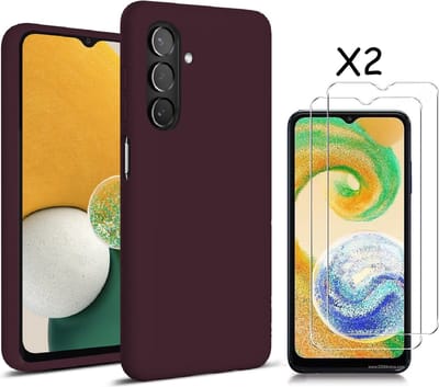 Hoesje Geschikt Voor Samsung Galaxy A04S / A13 5G Hoesje silicone Liquid Nano soft back cover Met 2x Screenprotector – Wijn Rood