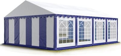 Partytent - Feesttent - Paviljoentent - 5x8m - PVC / blauw wit / 100% waterdicht & UV-bestendig  / Inclusief zijwanden
