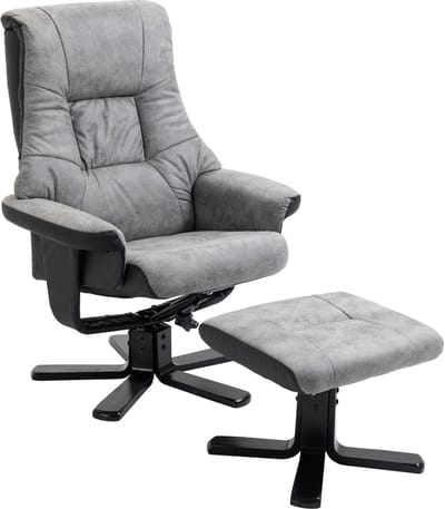 HOMCOM relaxfauteuil - met hocker - 360° draaibaar - 135° kantelbaar