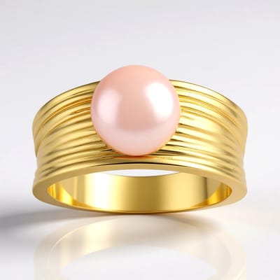 Cavill - Paarse Ming Parel Ring - 8 mm Parels - 925 Sterling Zilver Verguld - Luxe Moderne Damesring - Uniek & Elegant Sieraad