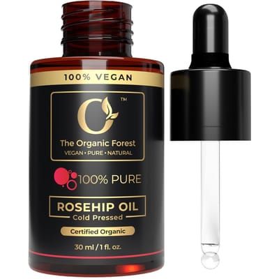 100% Plantaardige Biologische Rozenbottelolie voor Huid & Gezicht - Pure en Koudgeperste Rozenbottelolie voor Stralende, Hydraterende & Voedende Huid | Natuurlijke Moisturiz black