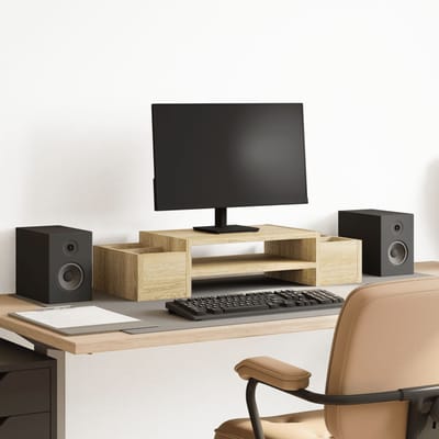 vidaXL - Monitorstandaard - met - opbergruimte - 70x27x15 - cm - hout - sonoma - eiken