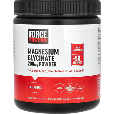 Force Factor, Poudre de Glycine de Magnésium, Non aromatisée, 4,94 oz (140g)