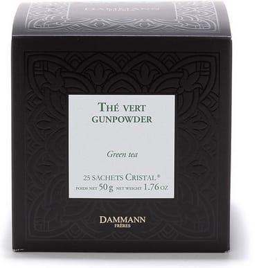 Dammann Frères Gunpowder 25 Cristal zakjes - Pure groene thee uit China - Composteerbare theebuiltjes