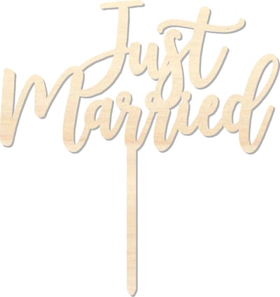 Houten caketopper / taarttopper - Just Married - Taart / Cake topper op bestelling gemaakt