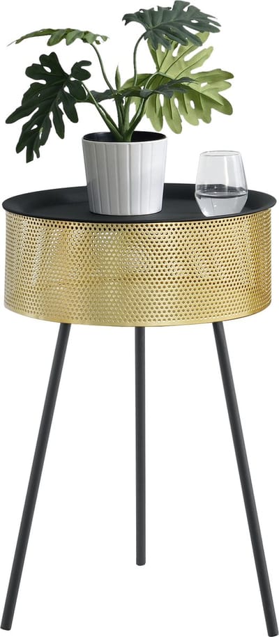 Salontafel Gällivare rond zwart en goud 65xØ40 cm