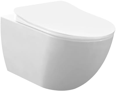 Creavit Rimoff hangtoilet / ophang WC met RVS sproeier (bidet) – verborgen bevestiging – glanzend wit