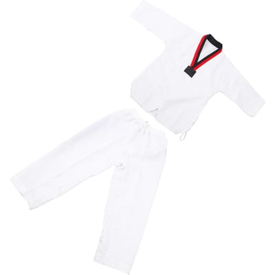Taekwondo Outfit Katoen Taekwondo Trainingsuniform voor Kickboksen Vechtsporttraining Gestreepte white