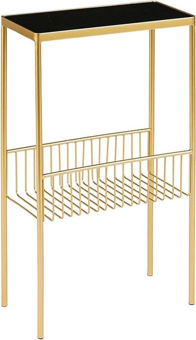 Bijzettafel Metaal - Salontafel Staand - Ruimte Organiseren - Glazen Table Top - 40x20x70cm - Goud