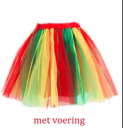 Tutu - carnaval (rood,geel,groen) - 44 cm