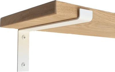 GoudmetHout® Wandplank Industrieel - 140 x 25 cm Muurplank - Eiken Hout - Decoratie Wandrek & Boekenrek - Hangplank Keuken - Wall Shelf + 2 Mat Witte Plankdragers van Staal
