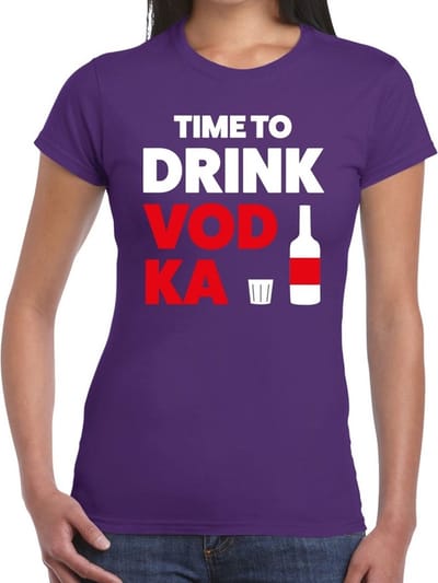 Time to drink Vodka tekst t-shirt paars dames - dames shirt Time to drink Vodka S