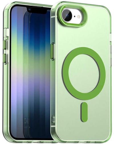 MagSafe Compatibel Backcover Hoesje Geschikt voor Apple iPhone 17e / 16e - Groen & Semi-Transparant Design - Stijlvol & Goede Bescherming