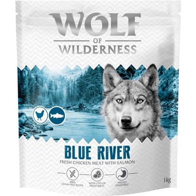 Wolf of Wilderness Adult "Blue River" zalm (Top-seller) - 1 kg Nieuwe Receptuur