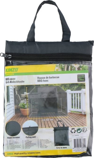 Afdekhoes/beschermhoes barbecue/bbq 122 x 71 x 76 cm zwart - Afdekhoezen/beschermhoezen - Barbecuehoes - Barbecuebescherming