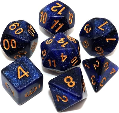 Dobbelstenen Set 7-delig – Blauw D20 D12 D10 D8 D6 D4 – Voor RPG & Tafelspellen