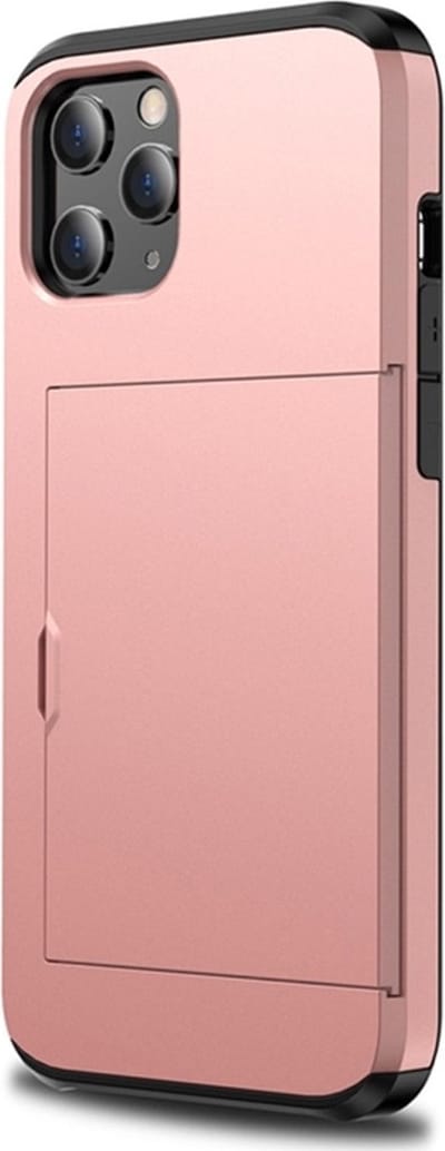 Mobiq pashouder hoesje geschikt voor iPhone 12 Pro / geschikt voor iPhone 12 | vakje voor pasjes Rosé gold