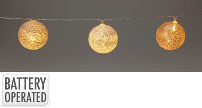 Home & Styling Raffia Lichtslinger - Ø6cm - Wit/Goud/Koper