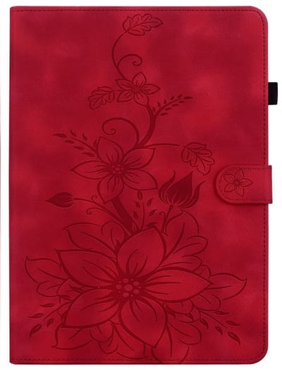 Luxe Bescherm-Etui Hoes Map geschikt voor Samsung Galaxy Tab S9 FE - S10 FE - 10.9" - Lelie - Rood