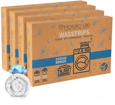 Milieuvriendelijke Wasstrips - Ocean Breeze 400 Wasbeurten Incl. Wasverzachter – Wasmiddel Wasdoekjes – Wasmiddeldoekjes - Vegan