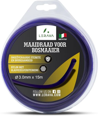 Grasmaaier draad - Bosmaaier lijn - Tuinonderhoud - Glasvezel versterkt - 3mm x 15m - Paars