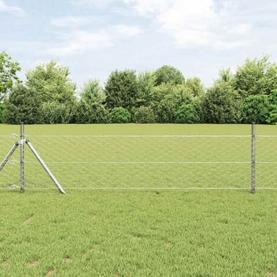 vidaXL - zeshoekig - gaashek - met - grondbevestiging - 10 - x - 0,4 - m - zilver - Mesh