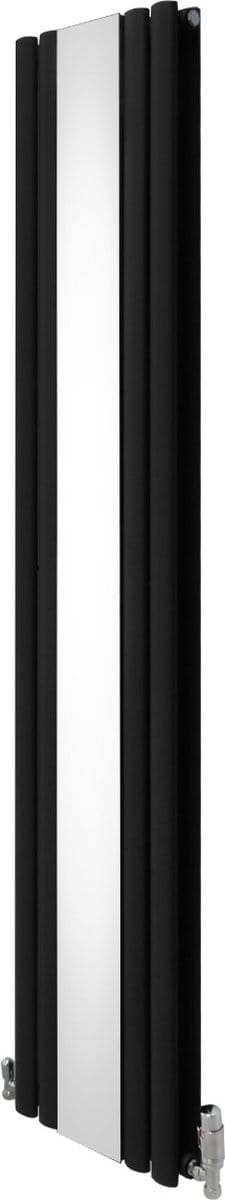 Ovale spiegelradiator & kleppen - zwart - 1800mm x 380mm - 3340 btu