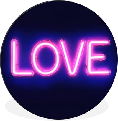 WallCircle - Wandcirkel - Muurcirkel - Neon - Love - Valentijn - Aluminium - Dibond - 30x30 cm - Binnen en Buiten