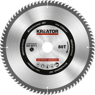 Kreator KRT020429 Zaagblad hout 254 mm -80T