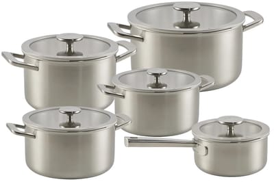 Habonne Allure Pannenset downdraft 5 delig - 5 ply RVS met glasdeksel