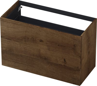 INK wastafelonderkast 2 laden greeploos push to open fineer eiken 100x45x65cm, chocolate