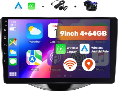 Boscer Autoradio - Geschikt voor Toyota Aygo, Citroën C1 & Peugeot 108 (2015–2020) - 4+64GB Android 15 - 9 Inch HD Touchscreen (1280x720) - Draadloze Apple CarPlay & Android Auto - GPS, WiFi & Bluetooth - Camera & Microfoon